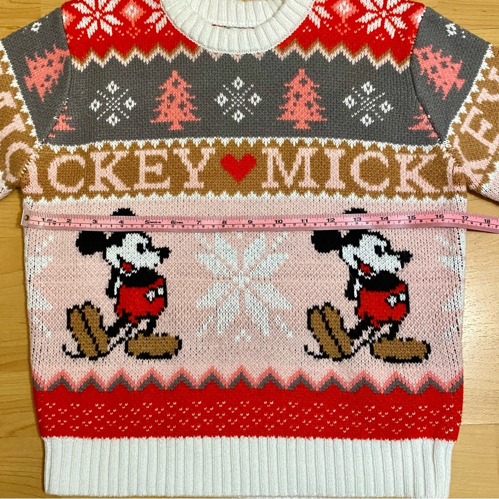 Girls Disney Mickey Mouse Christmas Sweater Size L 10-12 Holiday Knit - Picture 4 of 7